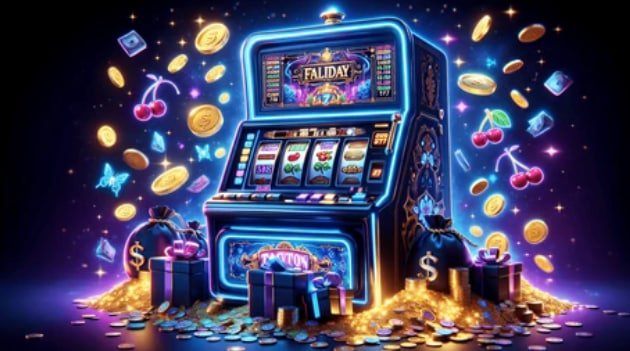Slot Machine ဂိမ်း jackpot ပြသနေသောမြင်ကွင်း